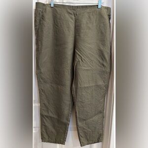 J.Jill Love Linen Olive Green Pull-On Pants XL
